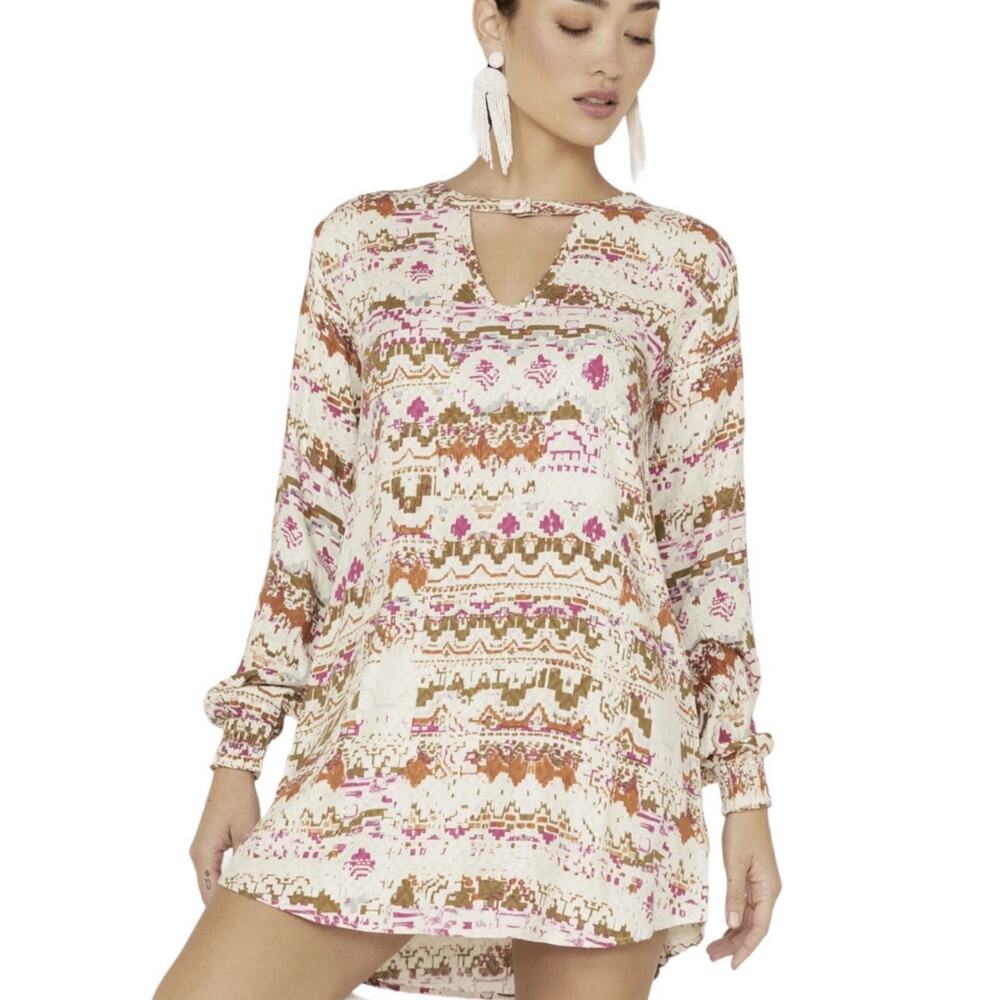 Shyanne Women's Coastal Cowgirl Boho Festival Long Sleeve Shift Dress Size large